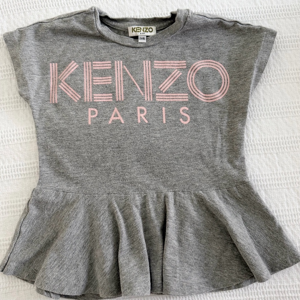 Kenzo Kids Gray and Pink Peplum Top. Size 2T